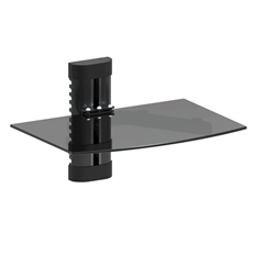 ARGOMTech ARG-BR-8221 - Base de Pared con Repisa de Vidrio Templado, Altura Ajustable, Gestión de Cables Integrada, Capacidad de 8kg, Negro