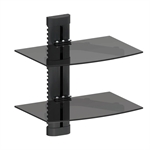 ARGOMTech ARG-BR-8222 - Wall Mount Stand with 2 Tempered Glass Shelves, Adjustable Height, Cable Management, 8kg Capacity, Black