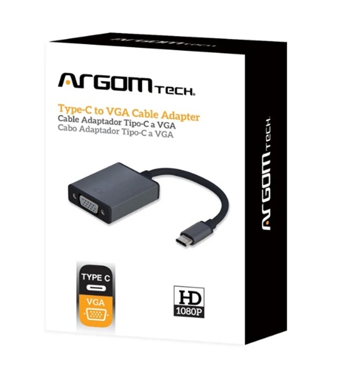 ARG-CB-0043-Negro-Adaptador USB-C a VGA 1080p-Caja
