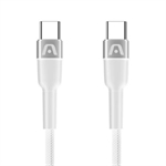 ArgomTech Dura Speed - USB-C to USB-C Cable, 65W Power Delivery Fast Charging, Nylon Braided, 1.8m/6ft, White