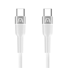 ArgomTech Dura Speed - Cable USB-C, Carga Rápida 65W, Nylon Trenzado, 1.8m, Blanco