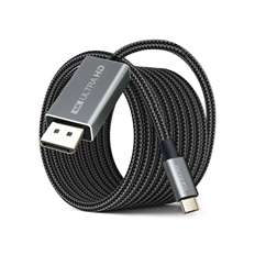 ArgomTech ARG-CB-0096 - USB-C to DisplayPort Cable, 4K 60Hz Video Output, Nylon Braided, 1.8m, Black