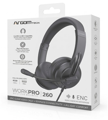 ARG-HS-2600BK- Black-Wired Headphones-Box