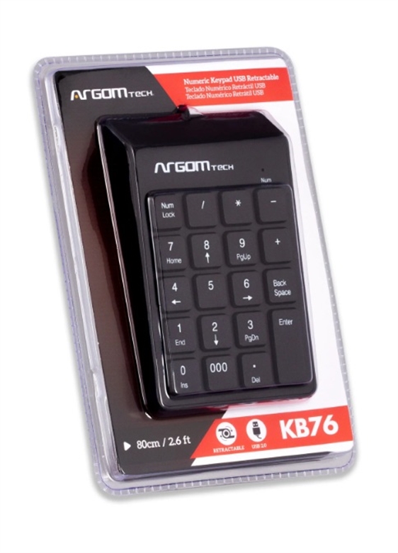 ARG-KB-1076-Negro-Teclado Numérico USB Retráctil-Caja