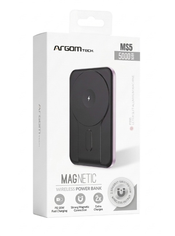 ARG-PB-1160PK-Pink-5000mAh 15W Magnetic Wireless Power Bank-Box