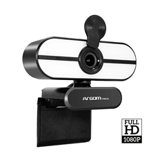 ARGOMTech ARG-WC-9145BK - Cámara Web CAM45 Full HD 1080p, Micrófono Dual, Anillo LED de 3 Modos, Cubierta de Privacidad, USB 2.0, Negro