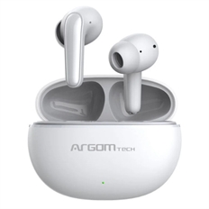 ArgomTech SkeiPods E21 - True Wireless Bluetooth 5.4 Earbuds with ANC, Dual ENC and USB-C Charging Case, White