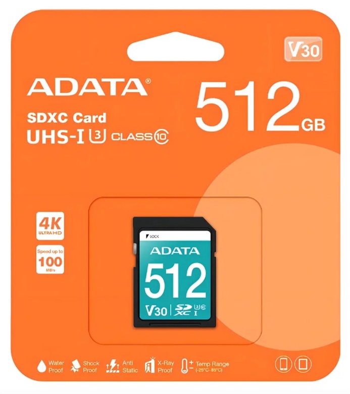 ASDX512GUI3V30S-R-Tarjeta de Memoria ADATA Premier Pro 512GB SDXC UHS-I-Caja