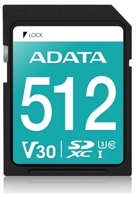 ASDX512GUI3V30S-R-Tarjeta de Memoria ADATA Premier Pro 512GB SDXC UHS-I-Vista Frontal
