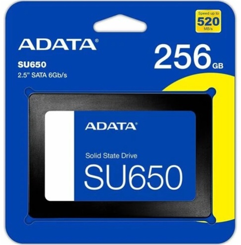 ASU650SS-256GT-R-Negro-SSD SATA 2.5 Pulgadas Ultimate SU650 256GB-Vista Frontal del Empaque Retail