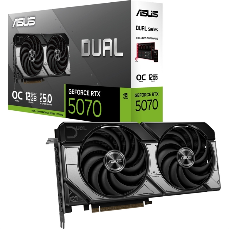 ASUS Dual GeForce RTX 5070 12GB GDDR7 OC Edition dual-rtx5070-012g front view