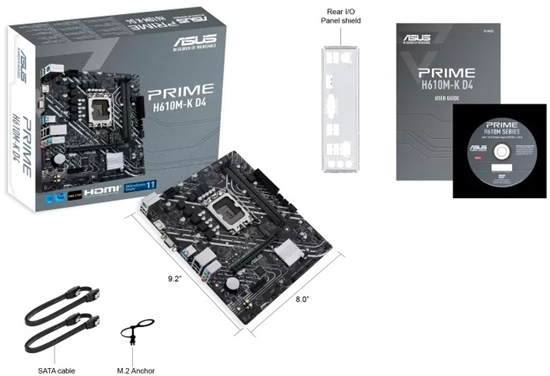 ASUS PRIME H610M-A D4 VISTA DE CONTENIDO DE PAQUETE