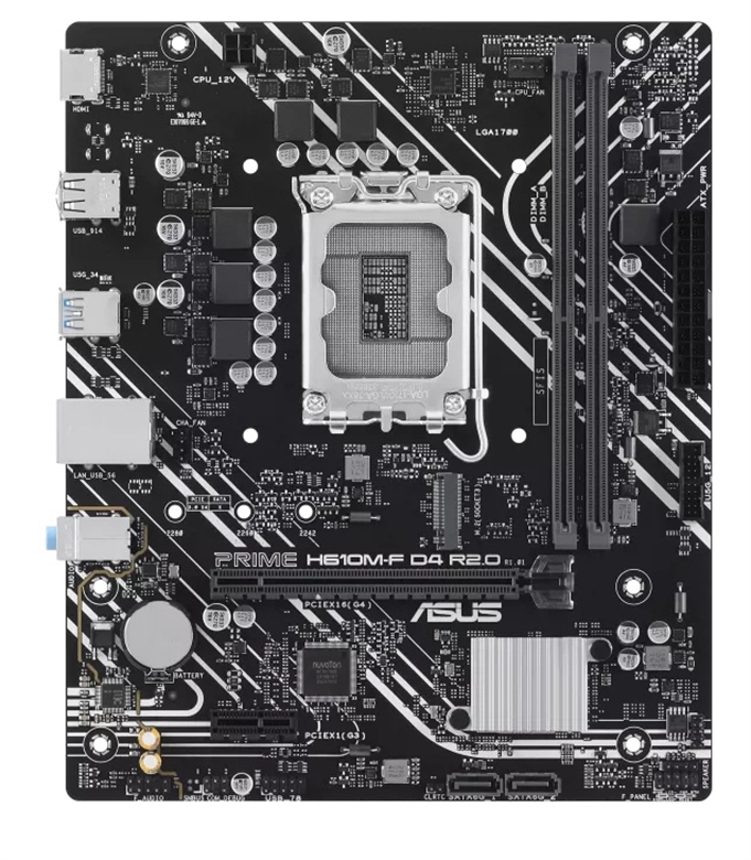 Placa Base ASUS PRIME H610M-F D4 R2.0-Vista Frontal
