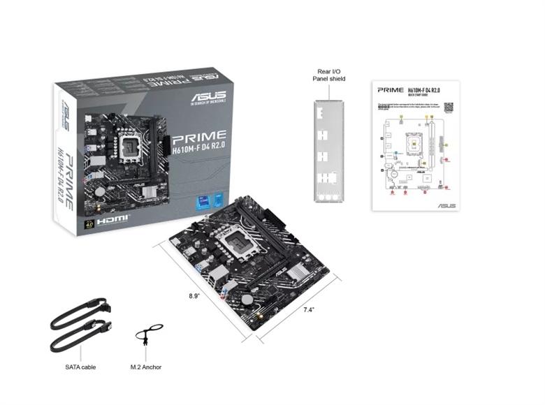 Placa Base ASUS PRIME H610M-F D4 R2.0-Vista general