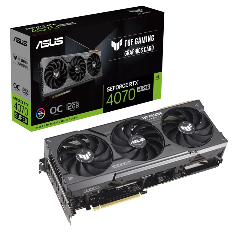 ASUS TUF Gaming GeForce RTX 4070 SUPER 12GB GDDR6X OC Edition pack view