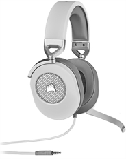 Corsair HS65  - Headphones, On-Ear, Wired, 3.5mm and USB, 20Hz - 20kHz, White