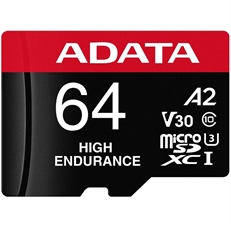 ADATA High Endurance - MicroSDXC Memory Card, 64GB, Class 10, UHS-I U3, V30, A2