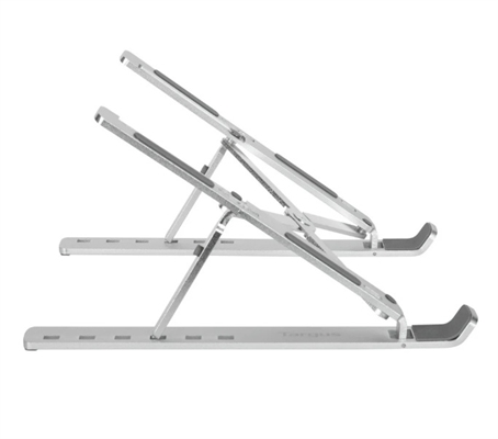AWE810LP-Silver-Soporte Ergonomico Portatil para Laptop y Tableta-Vista Lateral de Perfil