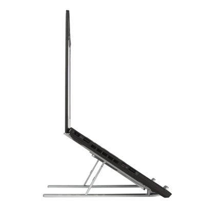 AWE810LP-Silver-Soporte Ergonomico Portatil para Laptop y Tableta-Vista Lateral con Laptop