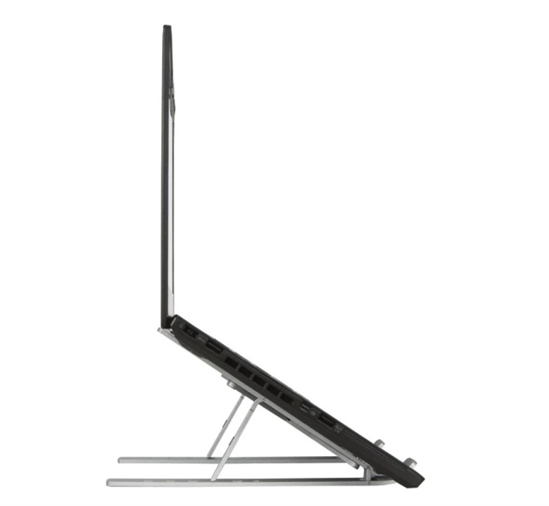 AWE810LP-Silver-Soporte Ergonomico Portatil para Laptop y Tableta-Vista Lateral con Laptop
