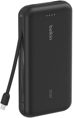 Belkin BoostCharge 30k USB-C Integrated 20W black front view