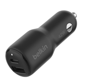 Belkin BoostCharge - Dual Car Charger with PPS 42W + USB-C Cable with Lightning Connector, Black