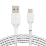 Belkin Braided - Cable USB, USB Tipo-C Macho a USB Tipo-A Macho, USB 3.0, 2m, Blanco