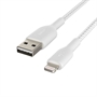 Belkin CAA002bt1MWH Braided Lightning to USB-A Cable 1m White Connectors