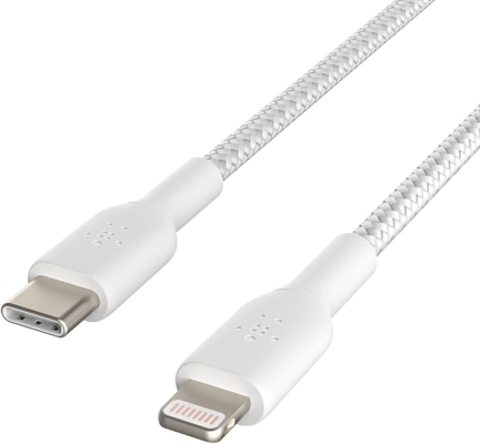 Belkin CAA004BT1MWH Braided USB-C to Lightning Cable 1m Connectors