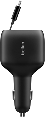 Belkin-Car Charger-Lithium ion-For Apple Samsung phones-USB-C 60W-USB-C 30W-USB-A Front View 2
