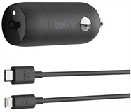 Belkin CCA003BT04BK - USB-C Car Charger + Lightning Cable, 20W, Black