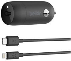 Belkin CCA003BT04BK - Cargador de Carro USB-C + Cable Lightning, 20W, Negro