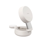 Belkin UltraCharge Pro  - Cargador inalámbrico 2 en 1, Qi2 25W, soporte magnético, color arena