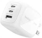 BelkinWCH018DQWH  - Cargador de Pared Triple, USB-A, USB-C, 70W, Boost Charge, Blanco