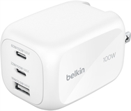 Belkin WCH016DQWH  - Triple Wall Charger, USB-A, USB-C, 100W, Boost Charge, White
