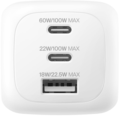 Belkin-Wall Charger-Lithium ion For Apple Samsung phones-100W USB-C PD PPS 2 USB-C 1 Front View 2