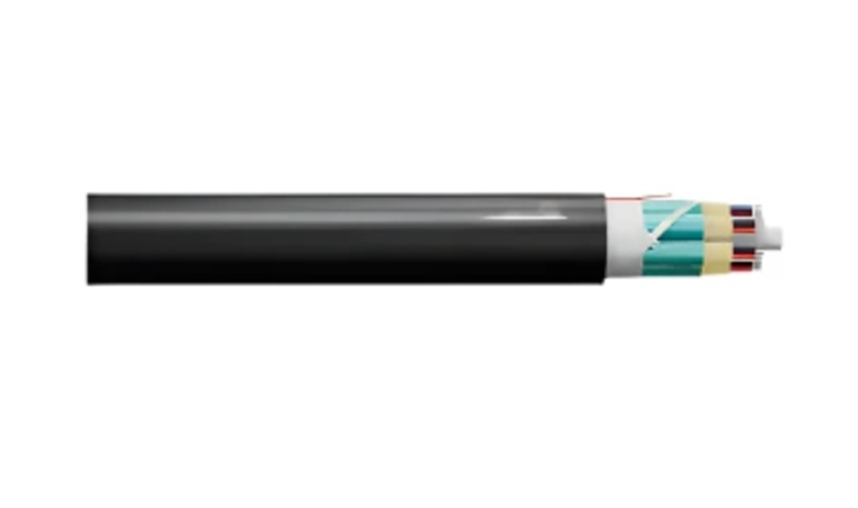 Negro-Cable de Fibra Optica Multimodo OM4 de 12 Hilos Interiores y Exteriores-Vista Frontal