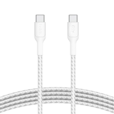 Belkin CAB016 - BoostCharge Braided USB-C to USB-C Cable, 60W Power Delivery, USB 2.0, 1 m, White
