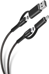 Steren USB-4711 - USB Cable, USB Type-A & Type-C Male to 4 in 1 (Micro USB) & USB Type-C Male, 1m, Black
