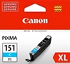 Canon CLI-151XL C Cyan Ink Cartridge - 6478B001AA front view a-b