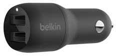 Belkin Boost Charge - Cargador de Carro USB-A Doble, 24W, 4.8A, Negro