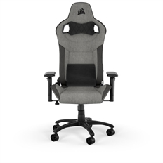 Corsair T3 Rush - Silla Gaming, Base de Nylon, Estructura de Acero, Superficie de Tejido Suave, Apoyabrazos 4D, Gris/Carbón