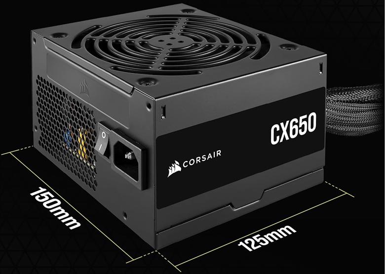 Corsair CX650 DIMENSION VIEW