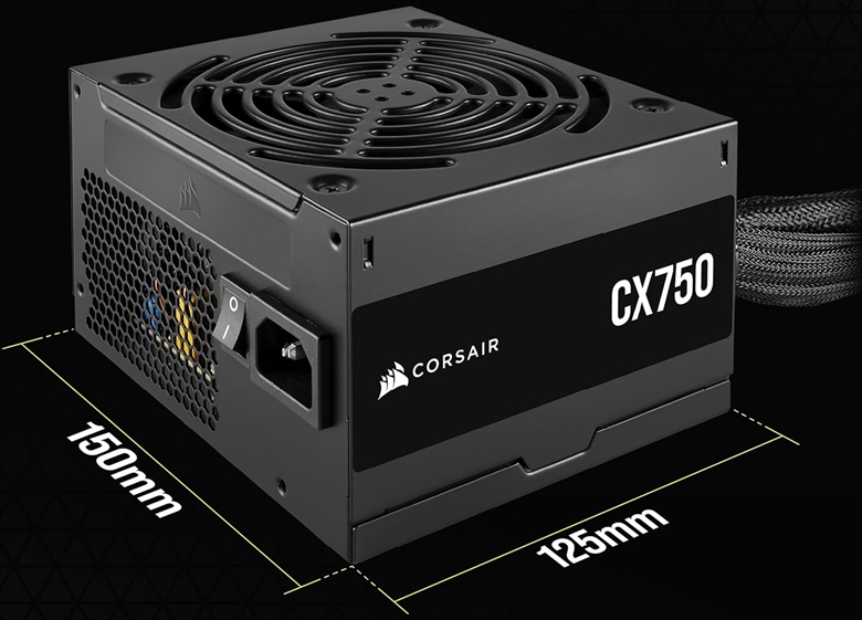 Corsair CX750 DIMENSION VIEW
