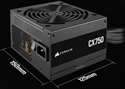 Corsair CX750 DIMENSION VIEW