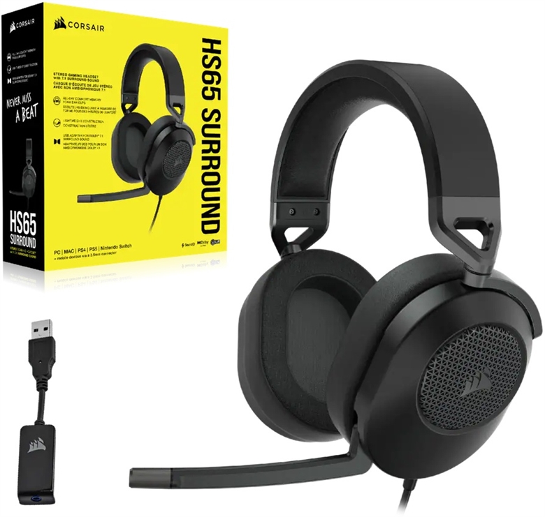 CORSAIR HEADSET HS65 SURROUND CARBON Box View 4