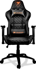 Cougar Armor One - Black Gaming Chair, Aluminum base, Lumbar and Neck Support, Adjustable Seat Height, Armrest 2D