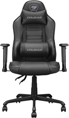 Cougar Fusión S Black - Silla Gaming, Base de Acero, Altura Ajustable, Soporte Cervical y Lumbar, Apoyabrazos 2D