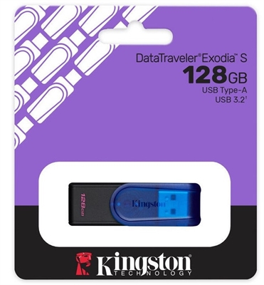 DataTraveler Exodia S Blue USB Flash Drive - kc-u3c128-7tb - front view