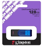 Kingston  - DataTraveler Exodia S Blue USB Flash Drive, 128GB, USB 3.2, Blue